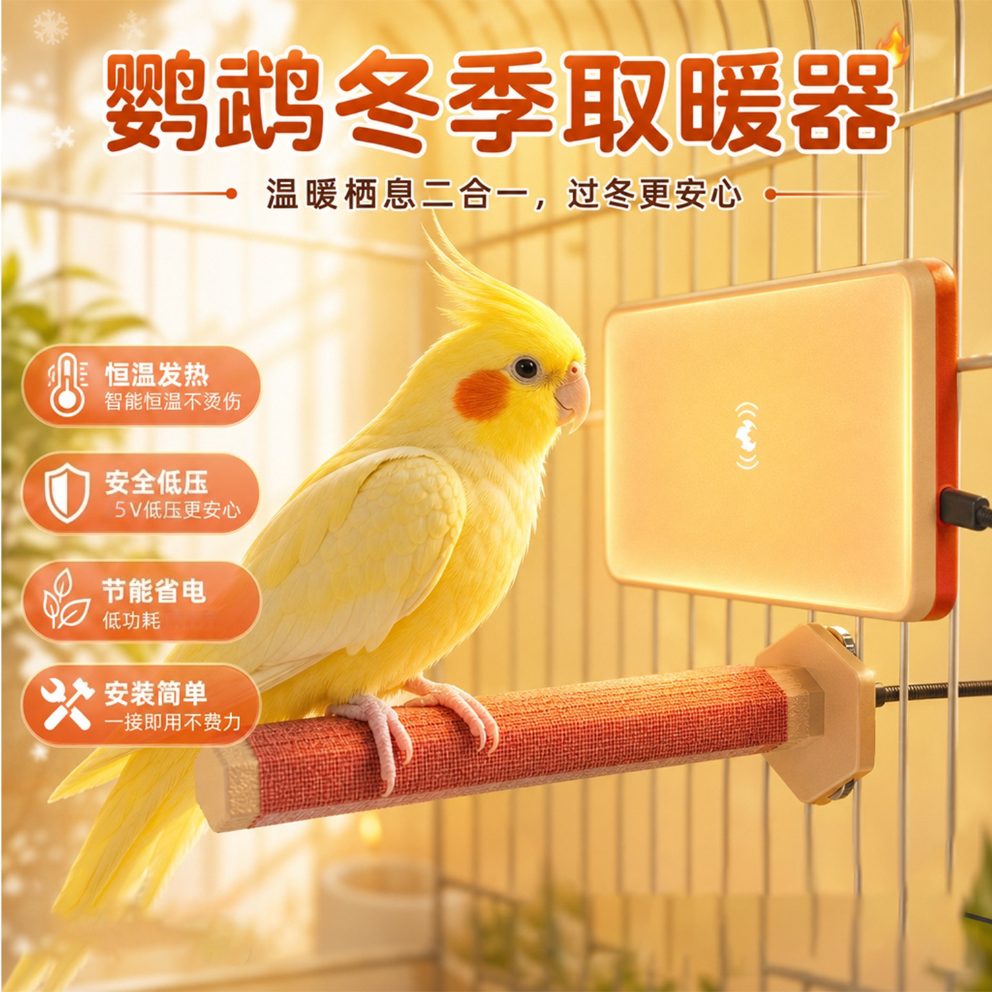 鹦鹉取暖器防咬恒温加热御寒保温图片