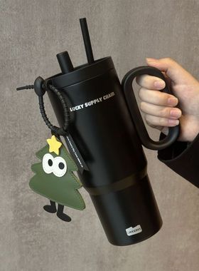 新款暮色保温杯大容量水杯吸管冰霸杯便携随行带把手不锈钢杯批发