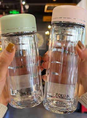 德国双层玻璃杯高颜值耐高温办公室水杯2025新款女泡茶水分离杯子