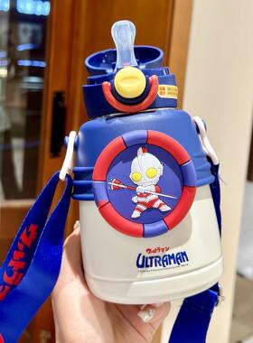 日本品质奥特曼儿童保温水杯孩水壶吸管杯子防摔316食品级大肚杯