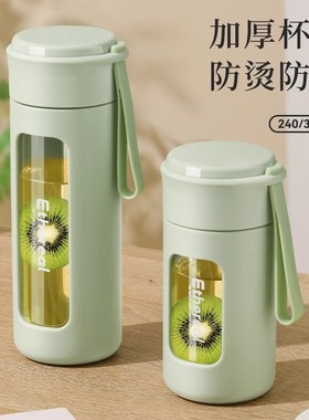 德国玻璃水杯女生高颜值便携防摔耐高温2025新款简约办公泡茶杯子