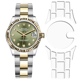 贴坏换新】专用于劳力士m126300日志型41光圈板链表扣膜保护膜贴膜星期日历表膜软膜表链表带后膜表耳侧边