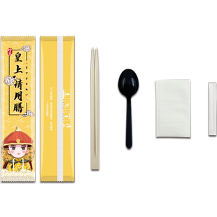 定制淋膜纸牛皮纸外卖一次性筷子四件套四合一餐具包饭店专用便宜