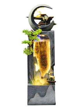 现客厅流水生财摆件公室喷泉装饰品电视柜旁边落地循环水盆景