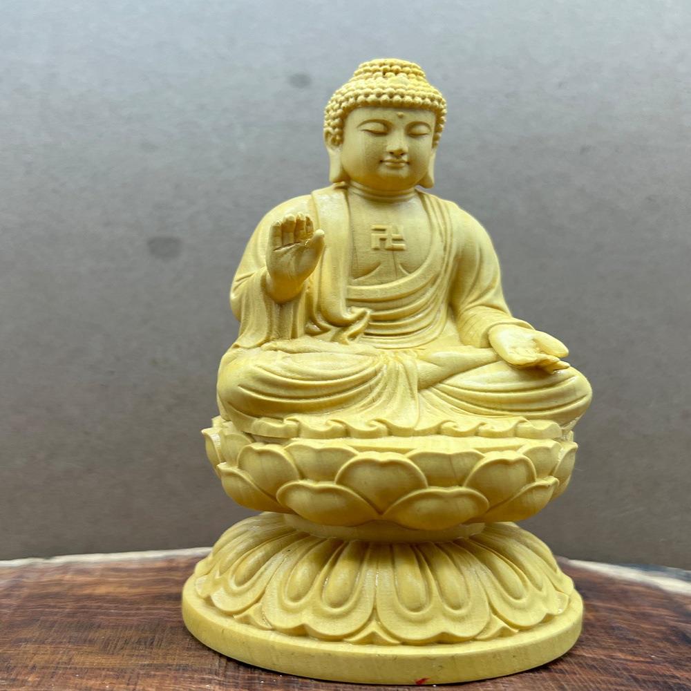 黄杨木雕释迦牟尼如来佛祖大日如来汽车中控摆件家居装饰工艺品