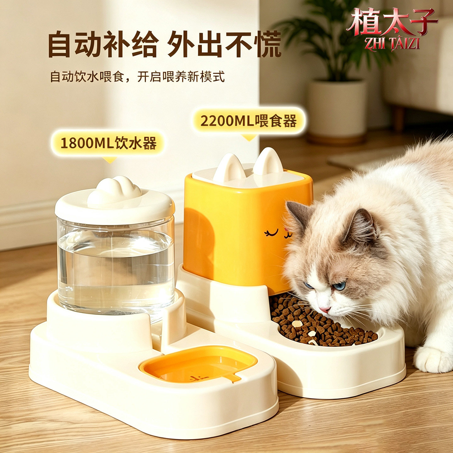不插电宠物一体自动流水喂食器