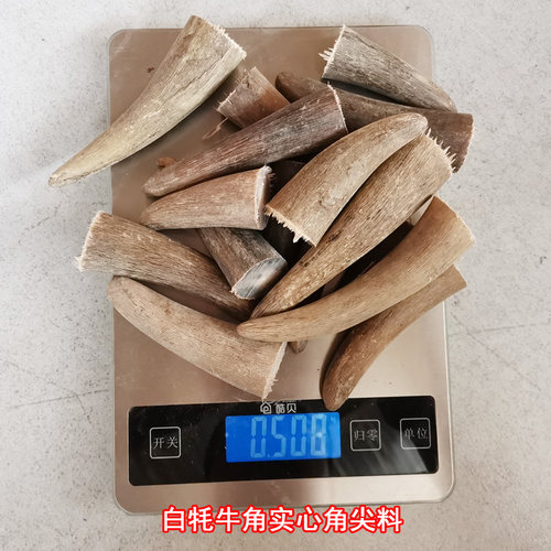 全实心牛角尖原料白牦牛角料diy手把件烟嘴扳指佛珠印章雕刻材料