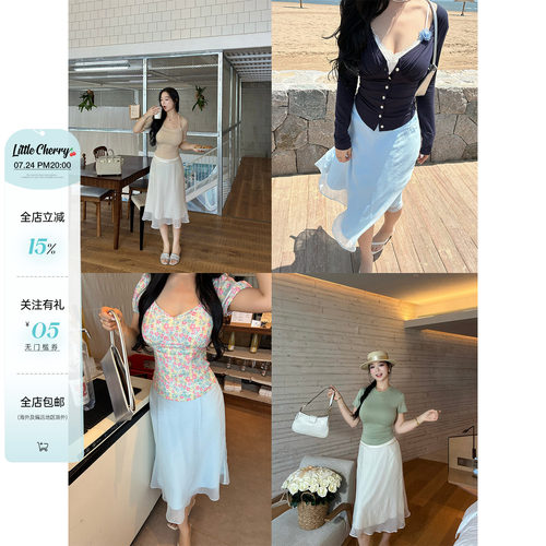 肌理感垂坠A字宽腰头半身裙