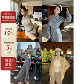 优雅日常 肉装 小cherry 时髦微胖收腰翻领外套慵懒小香感加绒上衣