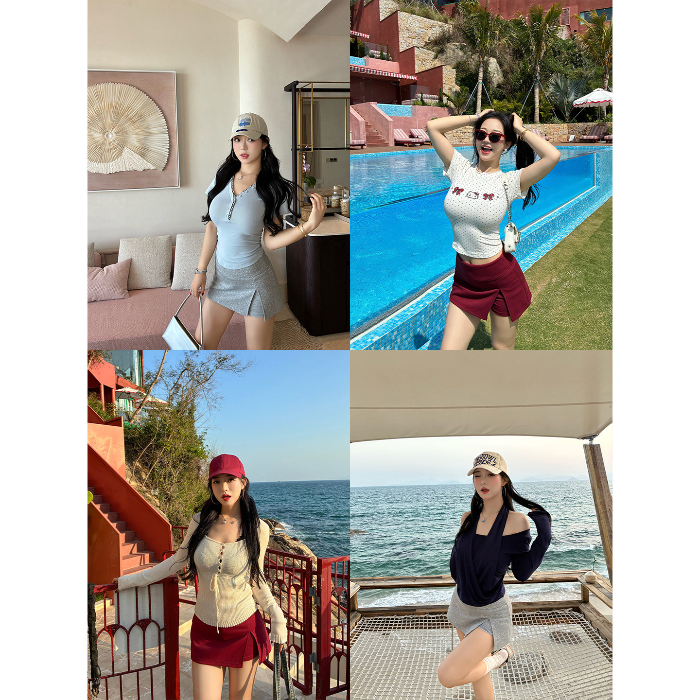 肉装小cherry 轻氧少女 中腰A字运动短裙内里自带打底微胖半身裙