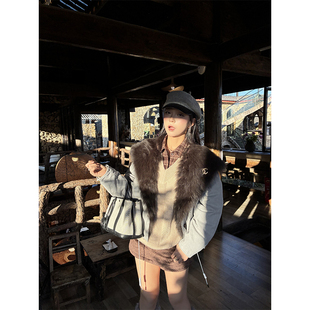 肉装小cherry 雪岭之旅 狐狸毛微胖保暖派克服工装鹅绒皮草外套女