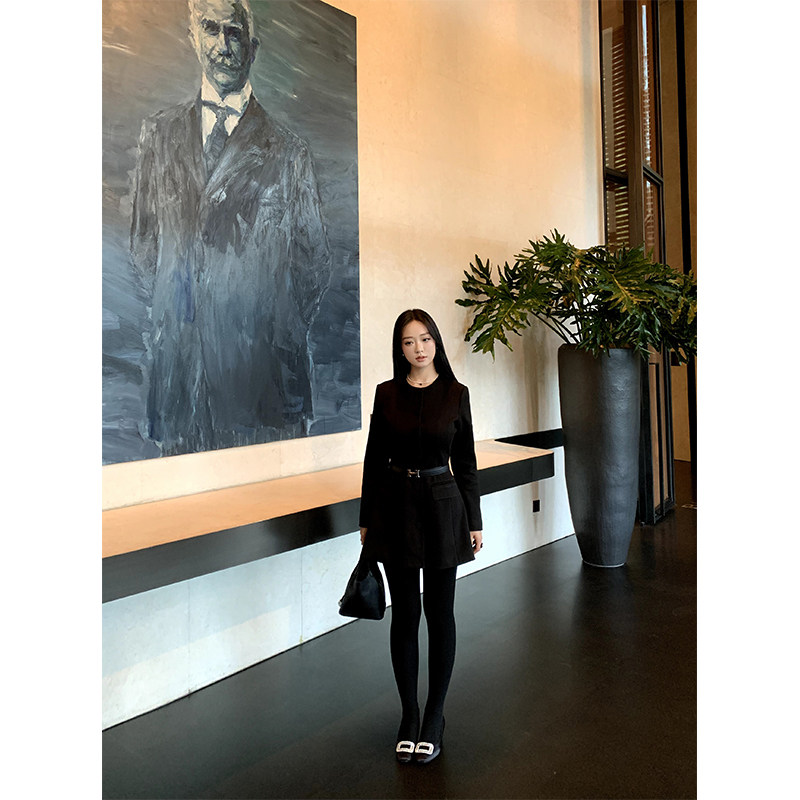 肉装小cherry 微胖毛呢外套女秋冬圆领高级感收腰呢子连衣裙,女装/女士精品,连衣裙,淘宝优惠券,粉丝福利购,淘宝优惠卷