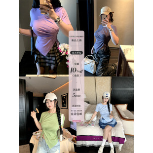 肉裝 側(cè)開叉不規(guī)則擺微胖收腰顯瘦多色T恤夏 基礎(chǔ)賽高3.0 小cherry