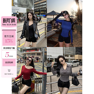 小cherry 牛仔短裤 随性时光 微胖V腰修身 女 辣妹中腰百搭热裤 肉装