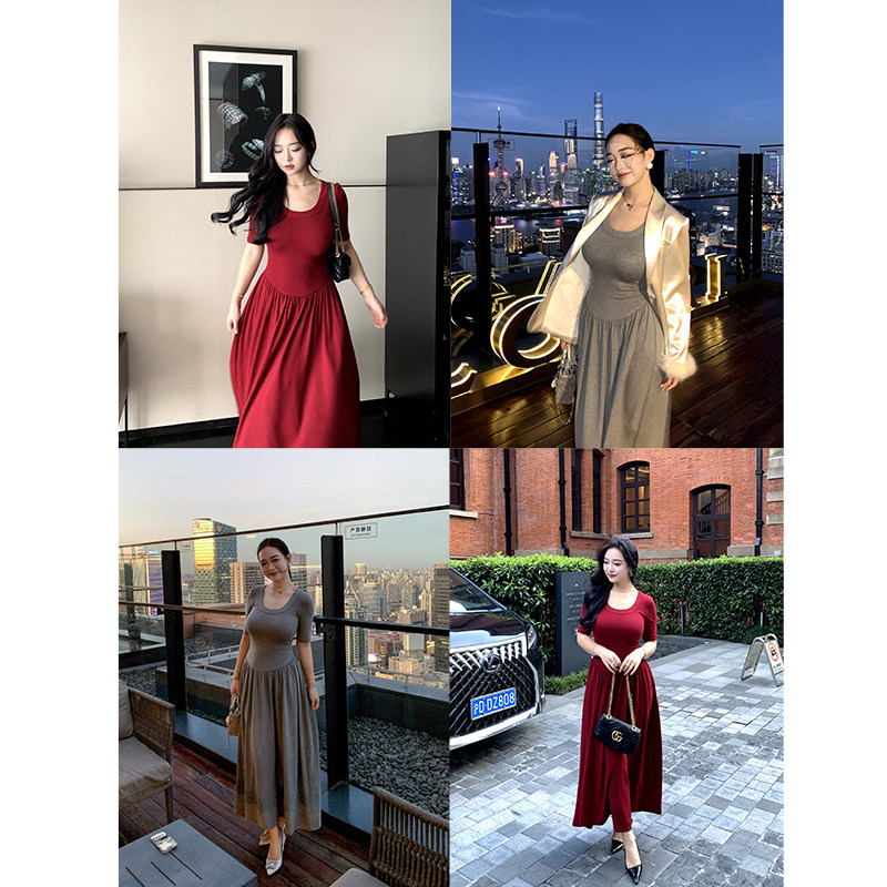 肉装小cherry 优雅闲暇 法式U领微胖气质显瘦高级感修身A字连衣裙,女装/女士精品,连衣裙,淘宝优惠券,粉丝福利购,淘宝优惠卷