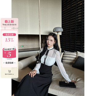 肉装小cherry 甜心日记 微胖立领木耳边撞色蝴蝶结长/短款连衣裙