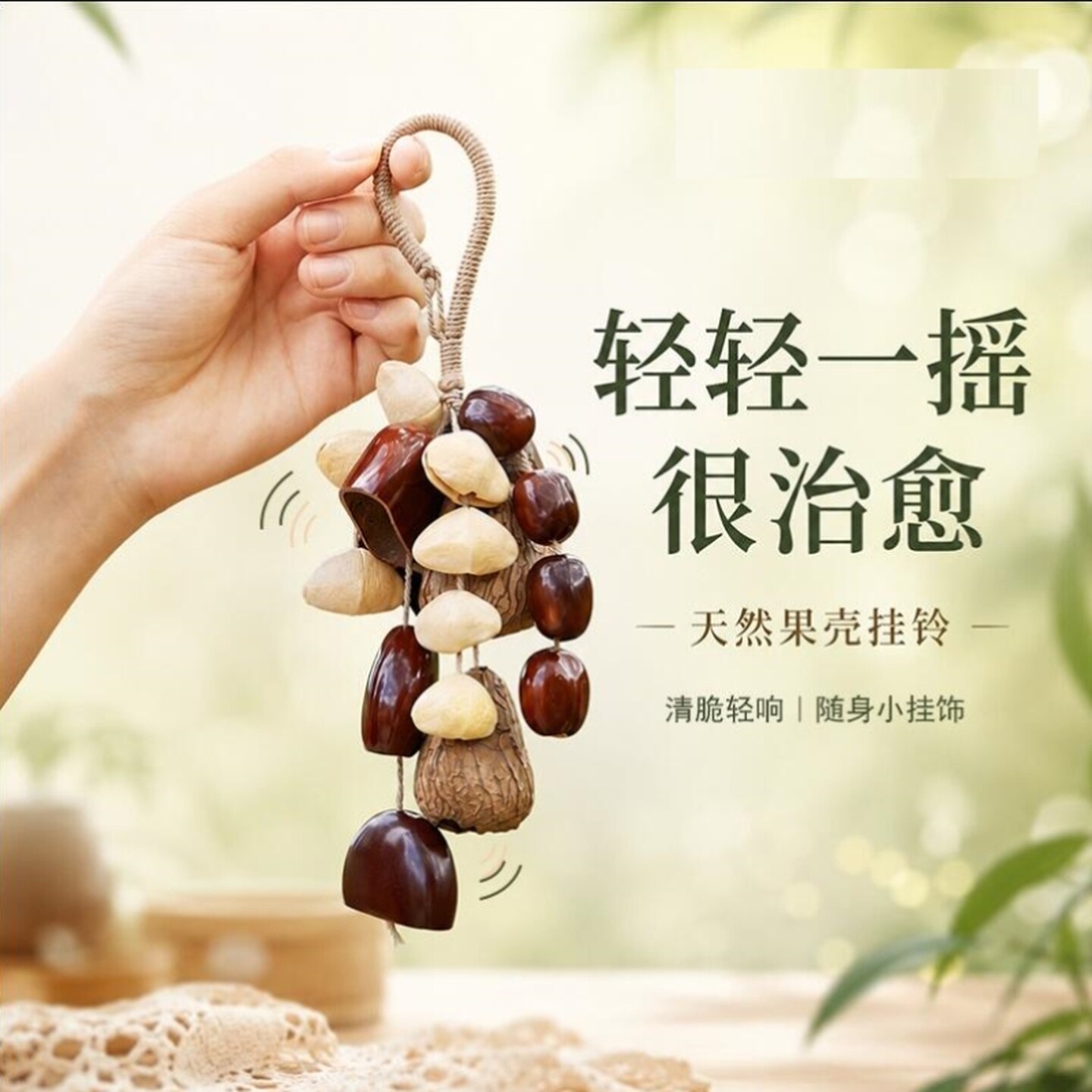 天然种子果壳摇铃包挂手工风铃音疗愈挂铃植物果实挂件背包车挂饰