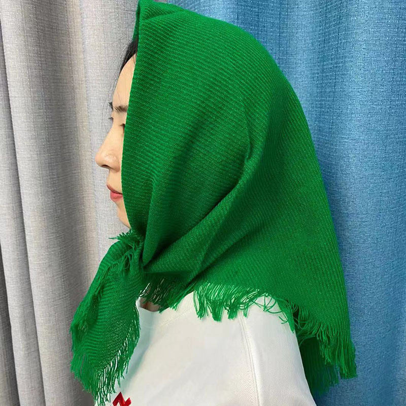 网红头巾女村姑红色绿色包头正方形农村老式表演拍照农村妇女围巾