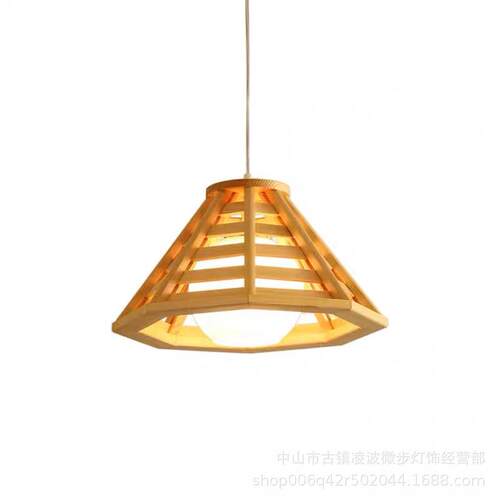 现代简约餐厅吊灯单头北欧创意个性日式实木艺灯具卧室书房吧台灯