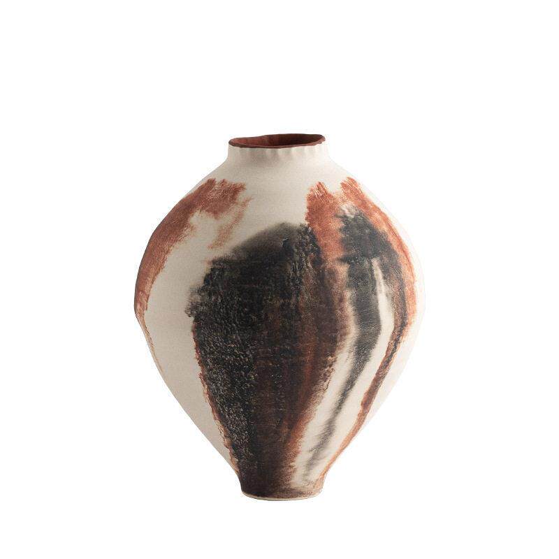 陶瓷花摆件侘寂窑变侘寂风中古花器板间设计师装饰品摆件