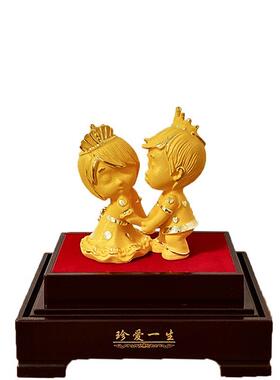 绒沙金百年好合摆件结婚纪念品新婚礼品结婚礼物家居婚房礼物
