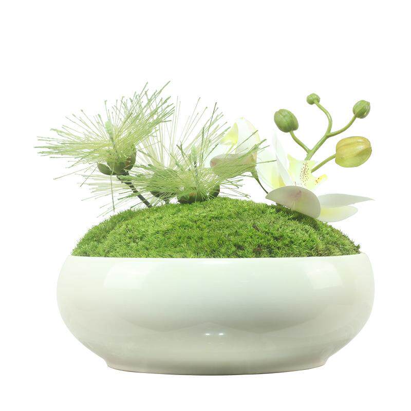 新中式仿真绿植苔藓假山创意花艺套装盆景茶几洽谈软装样板房摆件
