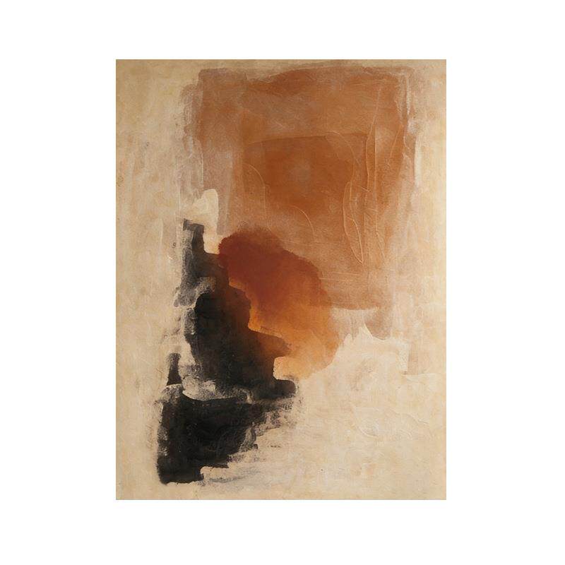 《日出》中古纯手绘抽象客厅油画侘寂风餐厅壁画玄关过道肌理挂画