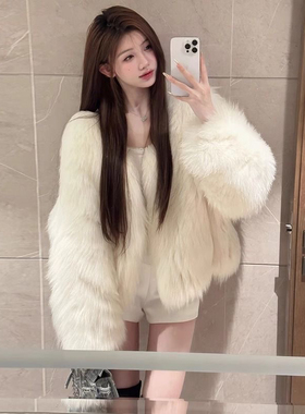 COCO LIMITED狐狸毛皮草外套女短款修身年轻水貂毛绒貉子毛毛大衣
