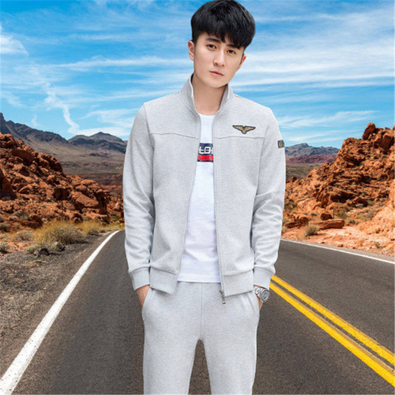 男士春秋季运动套装男装跑步运动服休闲三件套装韩版潮流卫衣套装