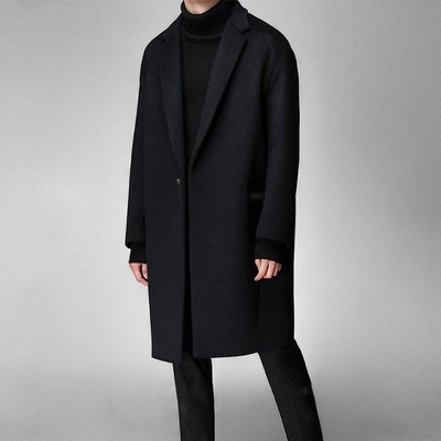 风衣男中长款男士外套秋季呢子大衣潮流帅气宽松学生毛呢大衣韩版