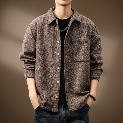 高端美式复古提花编织衬衫