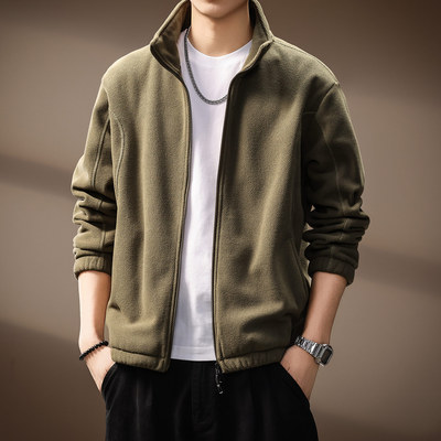 美式复古男士立领宽松开衫卫衣