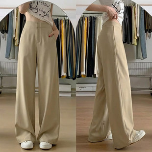 裤 卡其色女2026新款 高级感垂坠感直筒西装 小个子胖mm大码 子 春秋季