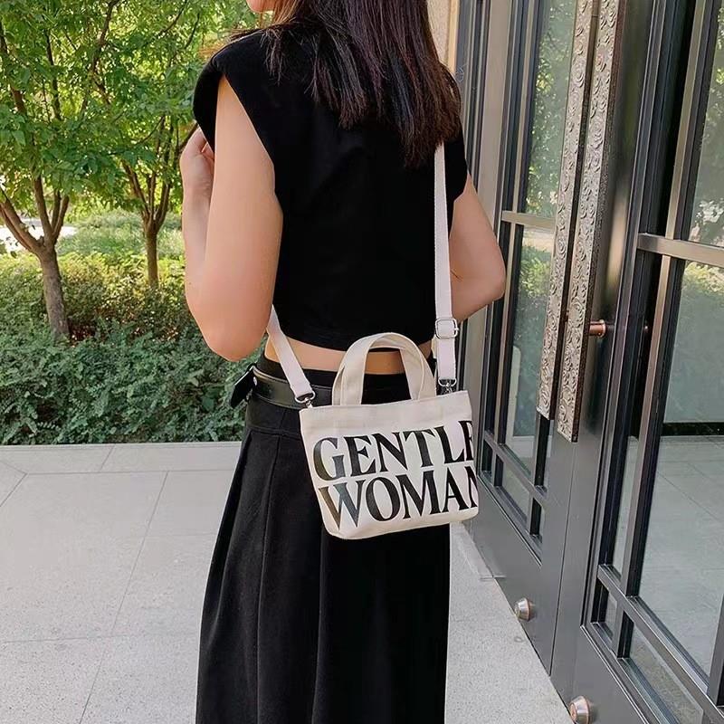 帆布包女单肩2025新款迷你手提包ins百搭休闲斜挎手拎手机小挎包