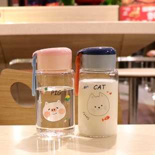 高颜值玻璃杯耐热防爆耐高温带盖高硼硅水杯迷你小巧可爱女生杯子