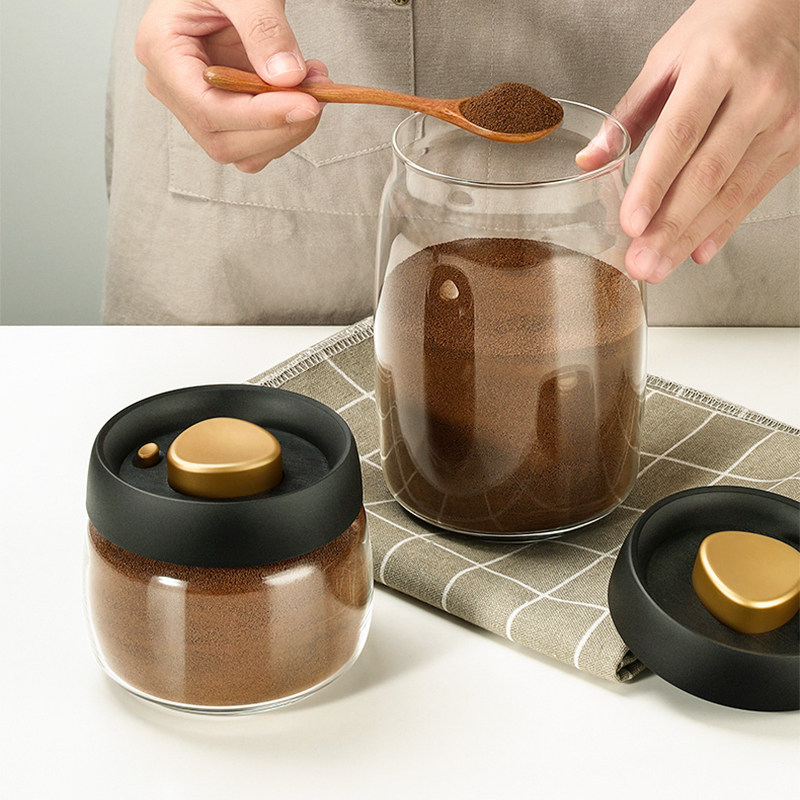 咖啡豆保存罐抽真空按压密封罐咖啡避光储存罐子现磨咖啡粉分装瓶,厨房/烹饪用具,密封罐,淘宝优惠券,粉丝福利购,淘宝优惠卷