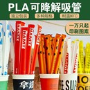 PLA可降解环保一次性吸管粗珍珠奶茶塑料耐高温尖头独立单支包装