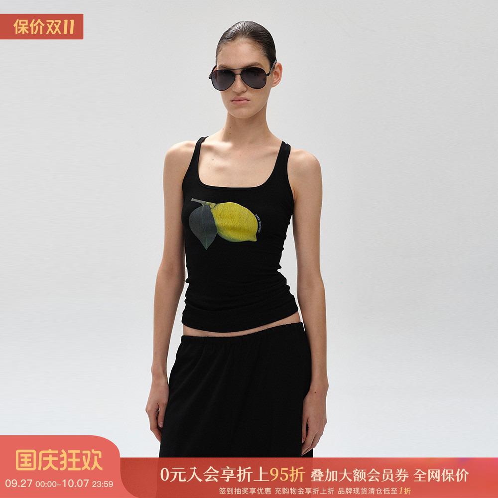 设计师品牌黄柠檬印花背心