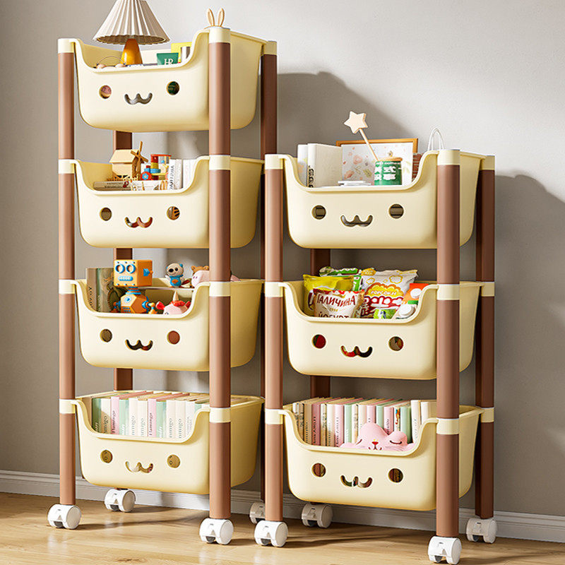 玩具收纳架小推车零食置物架多层绘本书架家用可移动整理架子