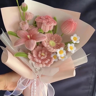 百合花扭扭棒情人节扭扭棒手工diy郁金香花束材料包自制花束