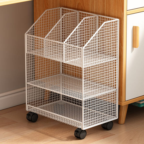 教室落地书架桌下置物架带轮移动小推车教室书桌旁多层书本架