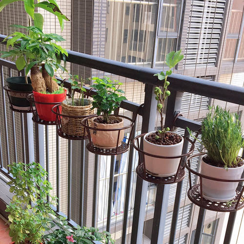 阳台花架悬挂式铁艺护栏花盆挂架