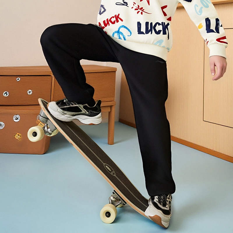 李宁儿童运动裤男童秋季2025新款卫裤舒适休闲百搭束脚裤跑步长裤