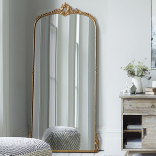 欧式 店轻奢试衣镜卧室靠墙穿衣镜子 雕花复古全身镜家用落地镜服装