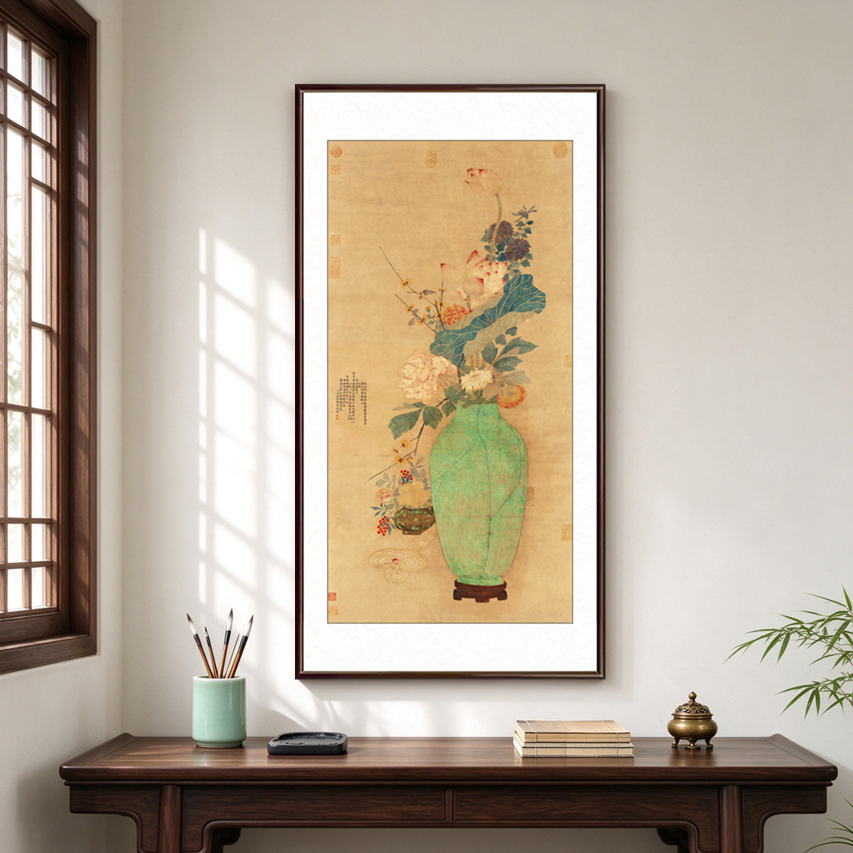 永瑢福寿康宁图国画山水画新中式玄关挂画茶室走廊装饰壁画花鸟画
