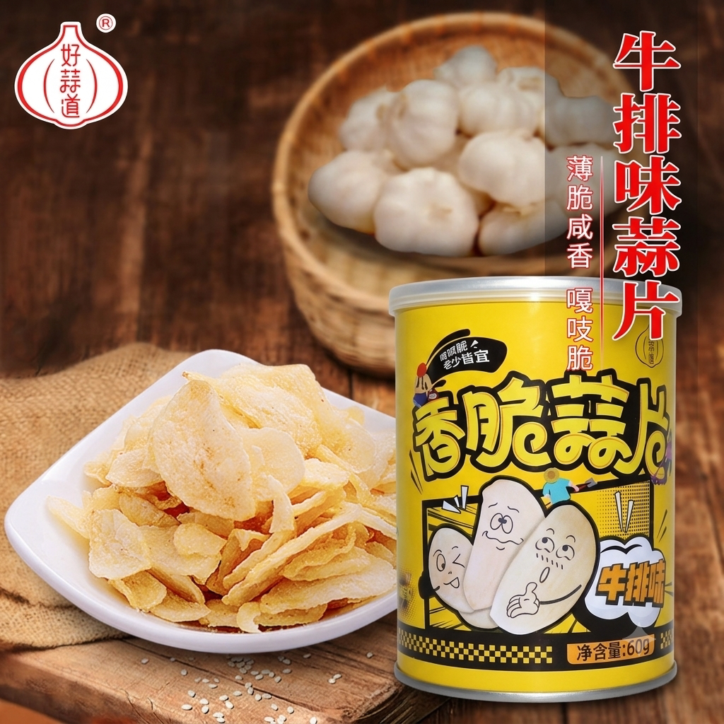 牛排蒜片炸大脆片混合果蔬干脱水水果蔬菜干蒜香膨化休闲零食速食