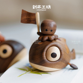 好运锦鲤 创木工坊金鱼实木桌面冰箱贴车载可爱摆件考试升学礼物