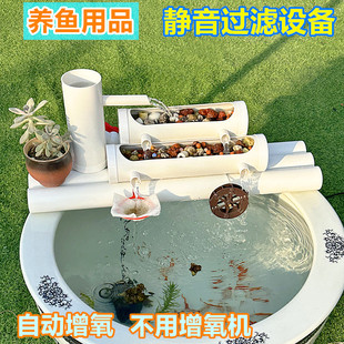 圆缸过滤器鱼缸喷泉水循环增氧系统免换水多合一造景养鱼净水设备