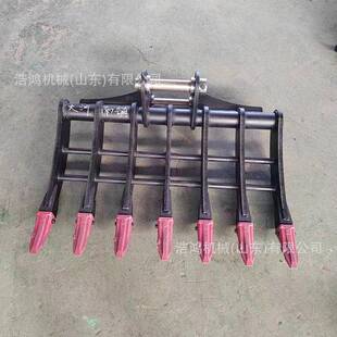 挖机属具翻地耙子裂土器多齿爬搂草器抓木机滑移属具挖掘机属具
