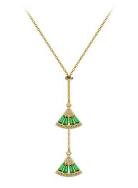 扇形项链piara巴洛克风祖母绿